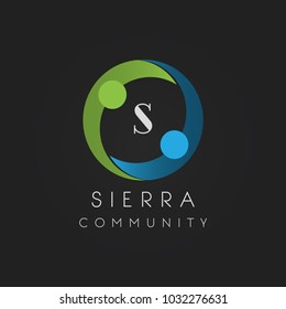 Letter S initial, colorful unity concept logo icon vector template
