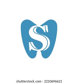 letra S diseño inicial de logotipo dental vector