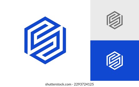 Letter S initial hexagon monogram logo design vector