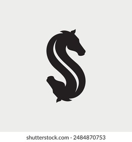 Letra S Caballo Inicial Diseño De Logotipo. Sería perfecto para un hípico o cualquier negocio relacionado con caballos.