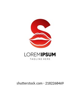 Letter S Initial Lips Logo Design Vector Icon Graphic Emblem Illustration