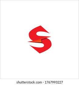 Letter S Initial Logo Design Template. Alphabet Thunder Logo Concept. Hot Red and Orange Gradation Color Theme. Isolated On White Background