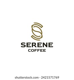 Letter S initial logo design. Coffee bean shape illustration flat vector