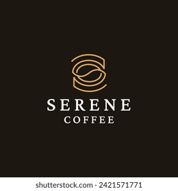 Logo-Design von Letter S. Coffee-Bohnenform, flacher Vektorgrafik