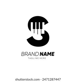 Letter S Initial Piano Logo Design Vector Icon Graphic Emblem Symbol Illustration
