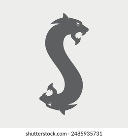 Letter S Initial Tiger Logo Design.