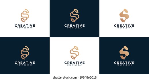 letter s initials logo set with line art style