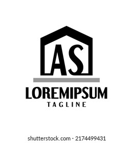 letter A and S inside a house. good for real estate company or any business related to housing.