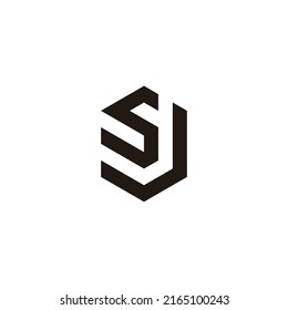 Letter S and J hexagon geometric symbol simple logo vector