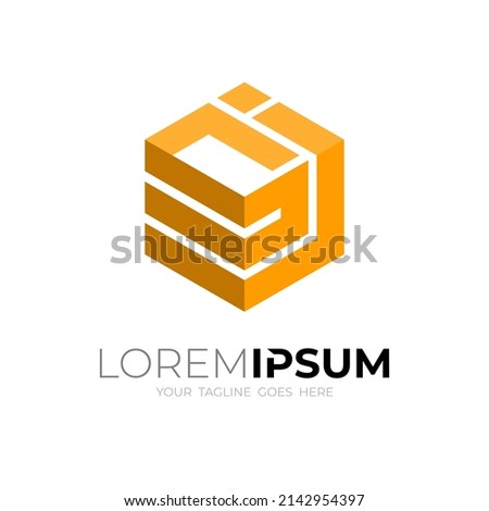 Letter S and J logo design with hexagon, simple line logos