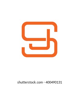 letter S and J monogram square shape logo orange