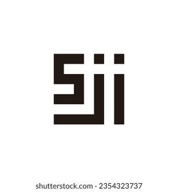 Letter s, j and i square geometric symbol simple logo vector