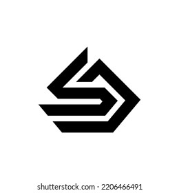 Letra S y J símbolo geométrico símbolo simple vector de logotipo