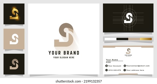 Logotipo de monograma Carta S o JS con diseño de tarjeta de visita