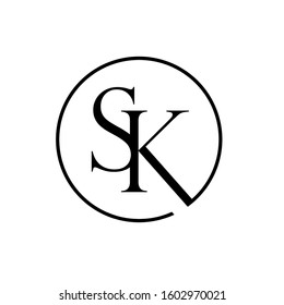 letter S K logo design vector template sign icon