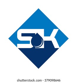 letter s and k logo vector. water drop symbol.