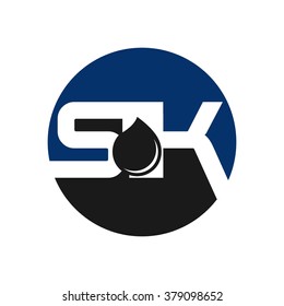 letter s and k logo vector. water drop symbol.