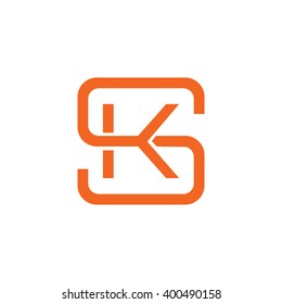 letter S and K monogram square shape logo orange