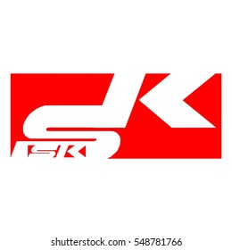 letter S and K vector logo (sign, symbol, icon, design element) red color