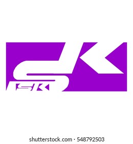 letter S and K vector logo (sign, symbol, icon, design element) purple color