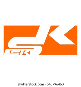 letter S and K vector logo (sign, symbol, icon, design element) orange color