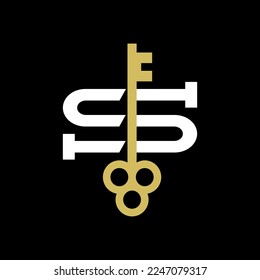letra S y una llave con un elegante estilo clásico. plantilla vectorial del logotipo de la empresa inmobiliaria.
