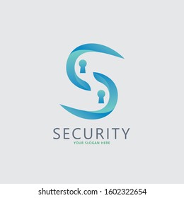 Letter S with key hole logo, modern security logo template design