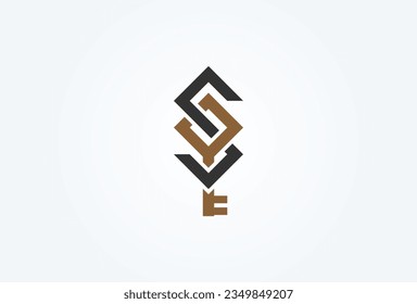 Letter S Key logo design. letter W with key combination. suitable for Real Estate and property company logo designs