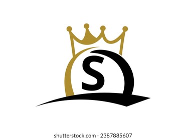 Letter S King Crown Logo Design Vector Template.