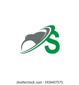 Letter S with kiwi bird logo icon design vector illustration