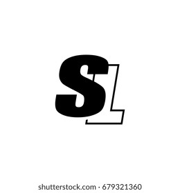 letter S and L logo overlapping black negative