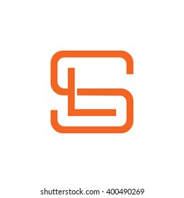 letter S and L monogram square shape logo orange