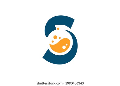 Letter S with laboratory glassware for icon or logo design concept ready to use.