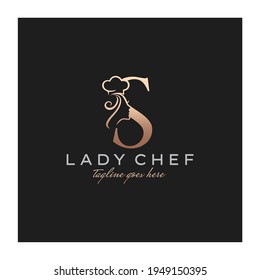 Letra S Lady Chef, vector de diseño del logotipo inicial del Coco de belleza