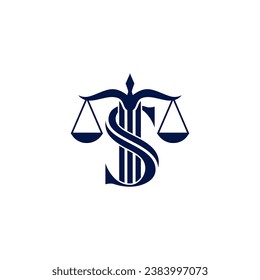 Letter S with Law justice icon	