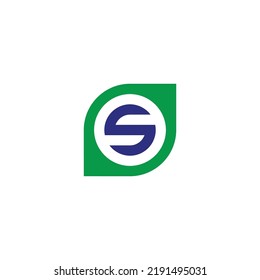 Letter S leaf, circle geometric symbol simple logo vector