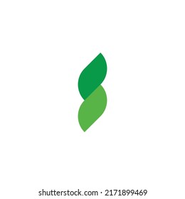 Letra S hoja, símbolo geométrico verde simple vector
