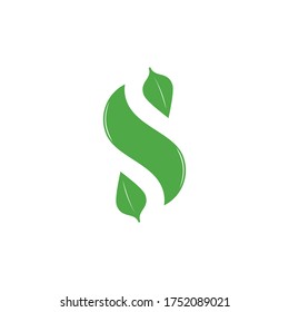 letra s hoja verde simple símbolo geométrico logotipo vector