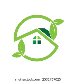 letter s leaf house logo design