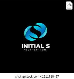 letter S leaf, initial logo template vector illustration icon element