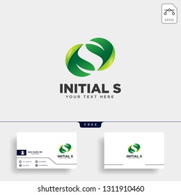 letter S leaf, initial logo template vector illustration icon element