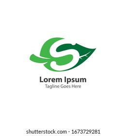 Letter S with leaf logo concept template design symbol
