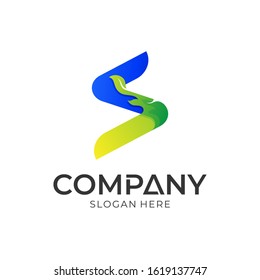 letter S leaf logo design, initial letter m logo template suitable for business companies that contain leaves, natural and environmental care