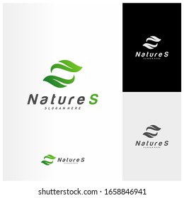 Letra S con vector de diseño del logotipo de hoja. Plantilla del logotipo de Nature S. símbolo de icono