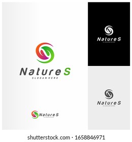 Letter S mit Leaf Logo Design Vektorillustration. Vorlage des Nature S Logos. Symbolsymbol