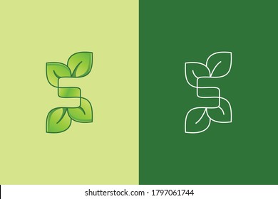 Letter S leaf logo design vector template