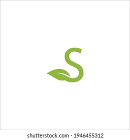 letter S leaf logo design vector sign