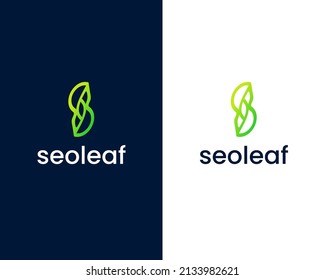 letter s with leaf logo design vector template
