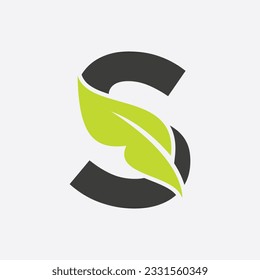 Letter S Leaf Logo. Eco Farm Logotype Vector Template. Organic Symbol