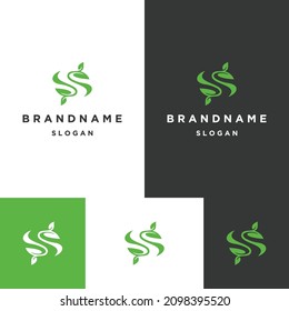 Icono de logotipo de letra S Leaf plantilla de diseño plano 
